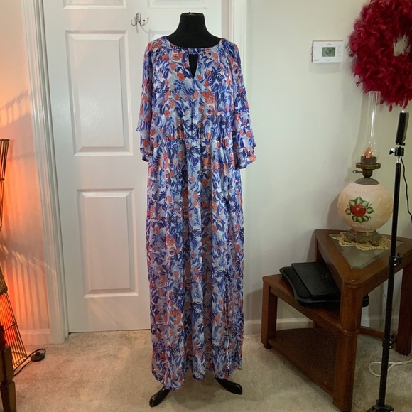 Junarose Chiffon Blue Maxi Dress Plus Size 22 - Picture 10 of 10